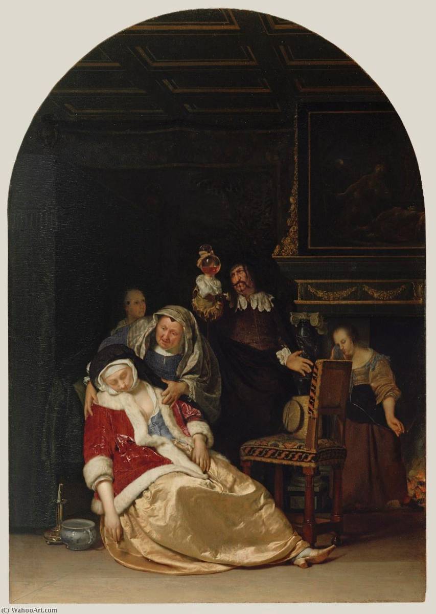 Wikioo.org - Die Enzyklopädie bildender Kunst - Malerei, Kunstwerk von Frans Van Mieris The Elder - Arzt besuchen