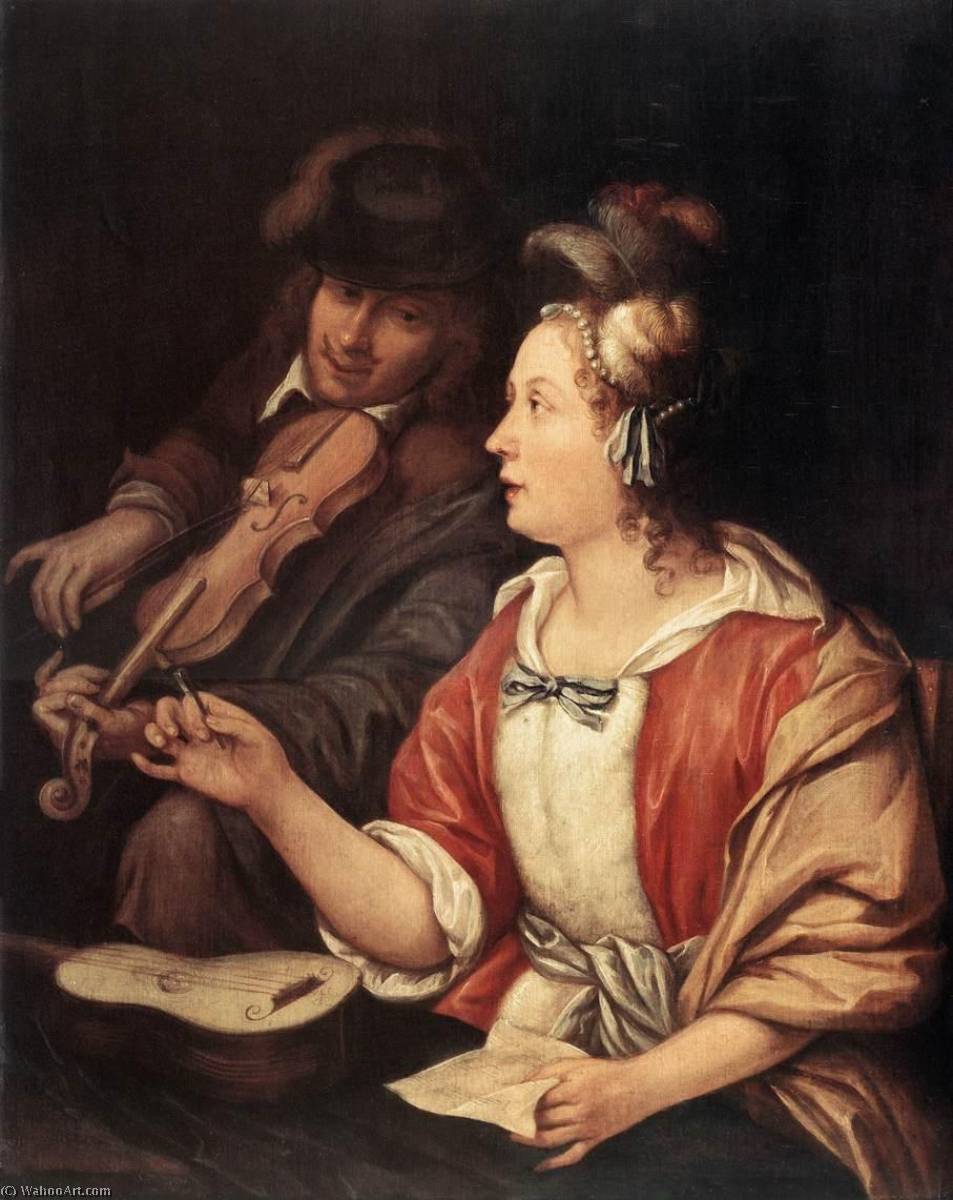 WikiOO.org - אנציקלופדיה לאמנויות יפות - ציור, יצירות אמנות Frans Van Mieris The Elder - The Music Lesson