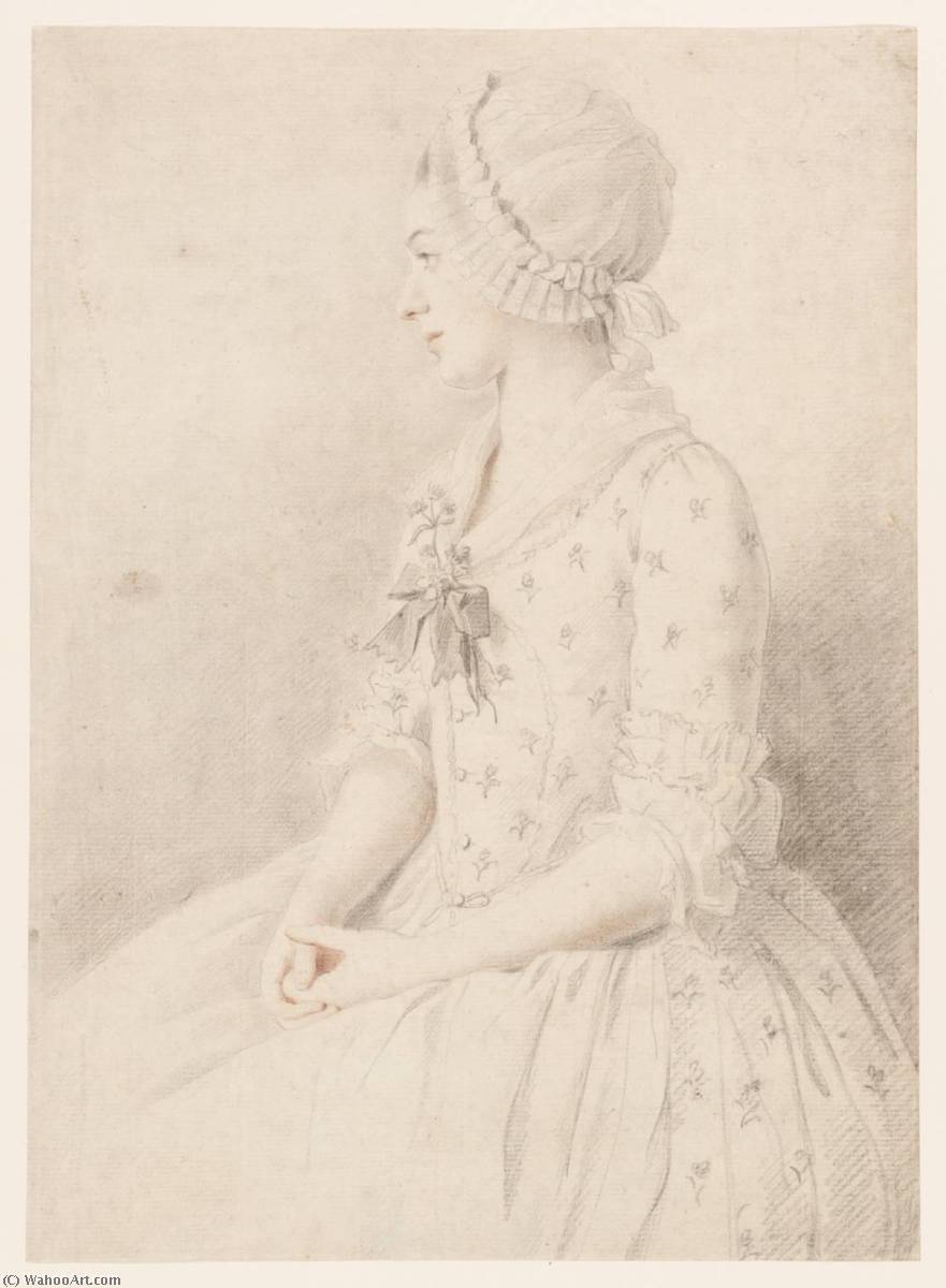 WikiOO.org - Енциклопедия за изящни изкуства - Живопис, Произведения на изкуството Nathaniel Dance-Holland - A Girl Seated, in a Flowered Dress