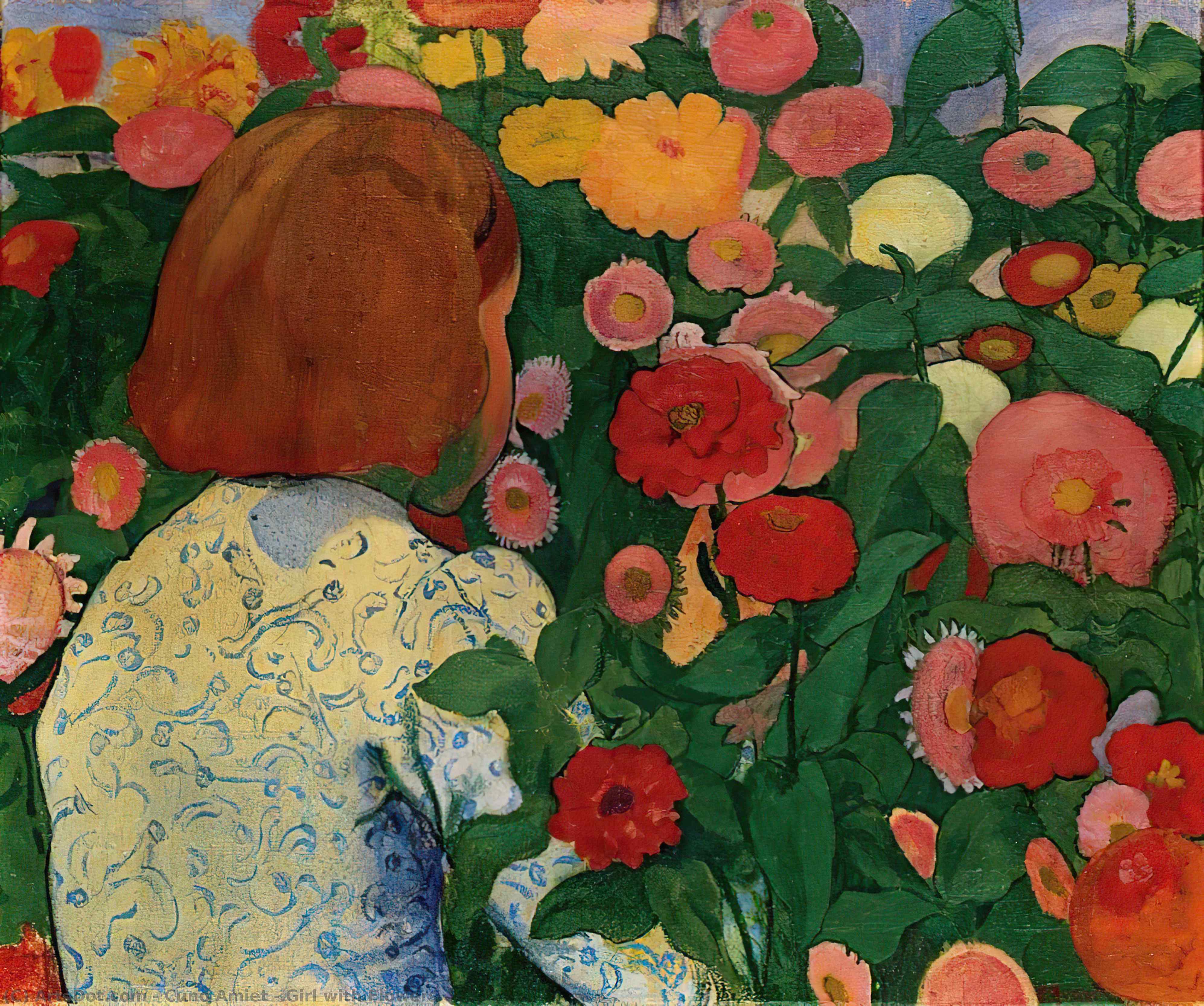 WikiOO.org - Encyclopedia of Fine Arts - Schilderen, Artwork Cuno Amiet - Girl with Flowers