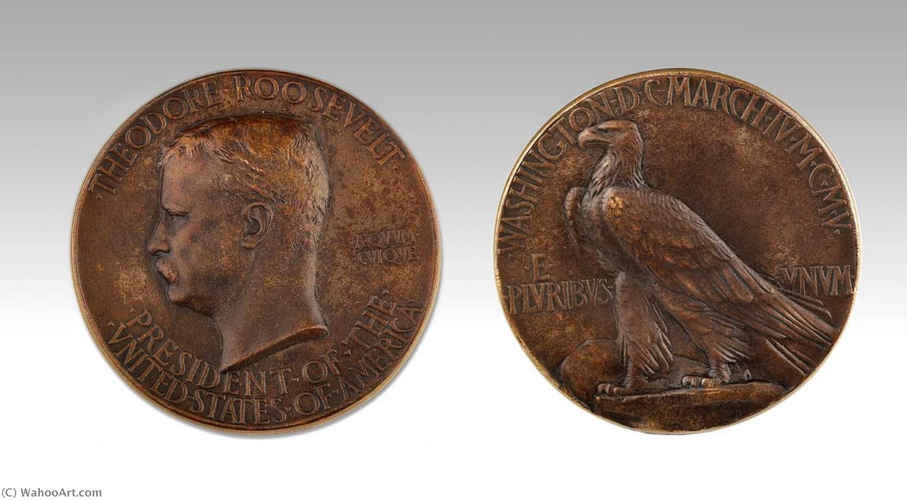 WikiOO.org - Encyclopedia of Fine Arts - Maalaus, taideteos Augustus Saint Gaudens - Theodore Roosevelt Presidential Inaugural Medal