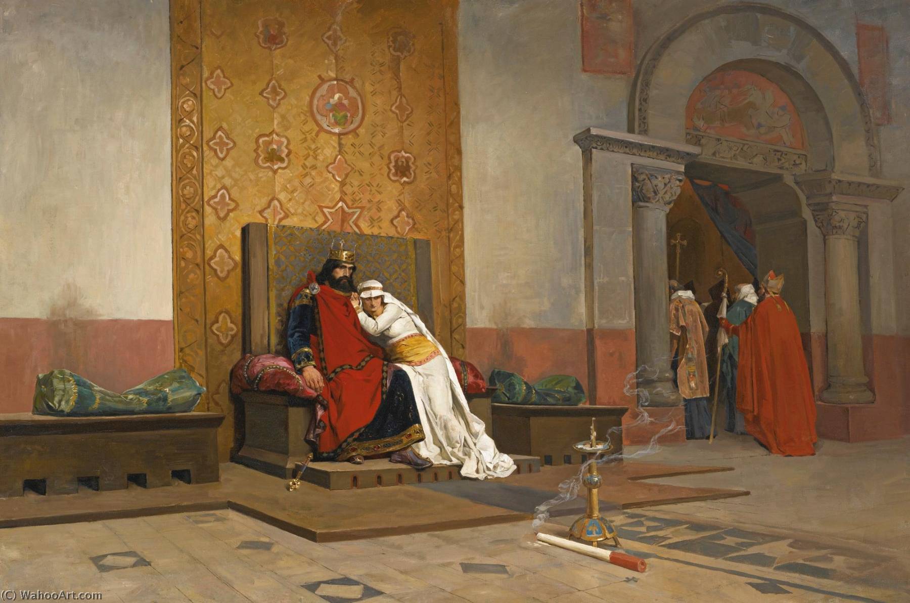 Wikioo.org - The Encyclopedia of Fine Arts - Painting, Artwork by Arturo Michelena - L'excommunication de Robert le Pieux (a replica of the painting by Jean Paul Laurens)