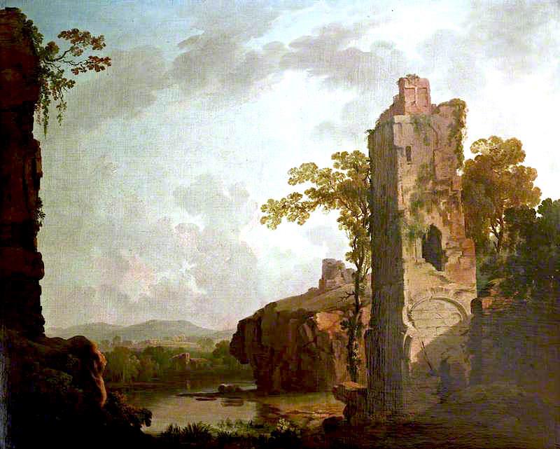 Wikioo.org - The Encyclopedia of Fine Arts - Painting, Artwork by George Barret The Elder - Landscape with a Ruined Tower