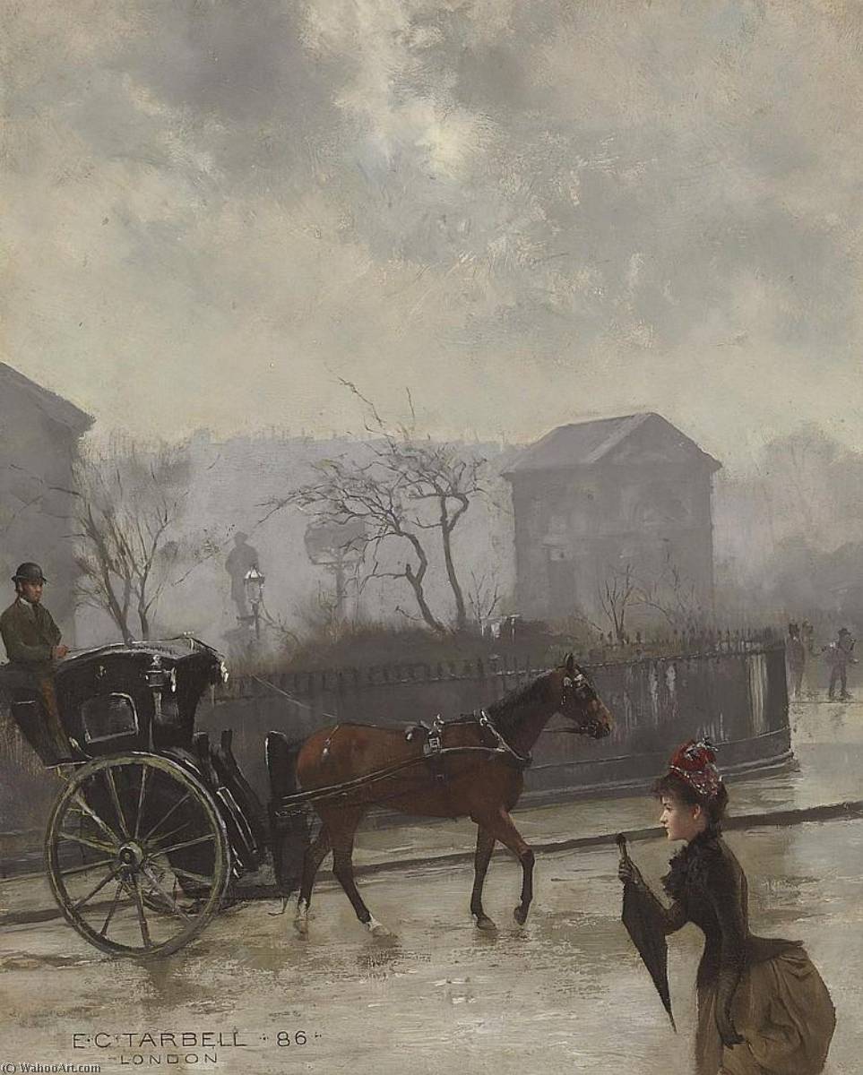 WikiOO.org - Encyclopedia of Fine Arts - Målning, konstverk Edmund Charles Tarbell - Hansom Cab in London