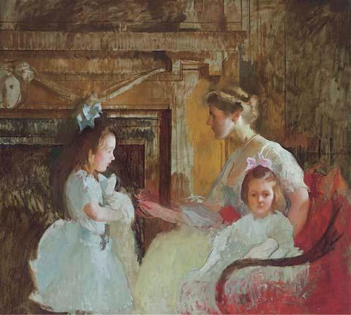 Wikioo.org - The Encyclopedia of Fine Arts - Painting, Artwork by Edmund Charles Tarbell - Mrs. George Putnam and Her Daughters