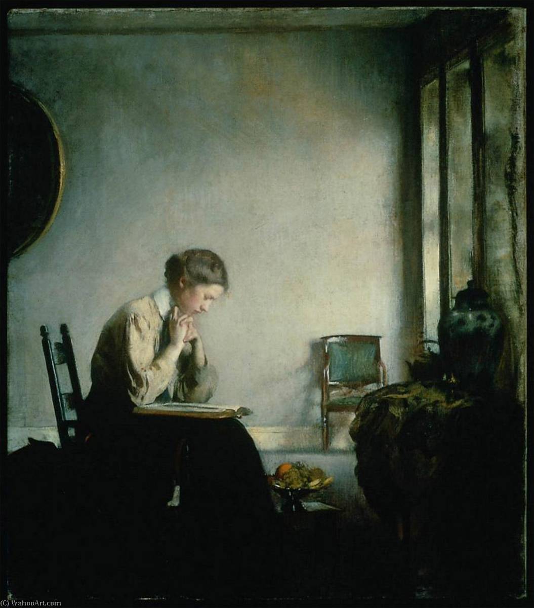 Wikioo.org - The Encyclopedia of Fine Arts - Painting, Artwork by Edmund Charles Tarbell - Girl Reading