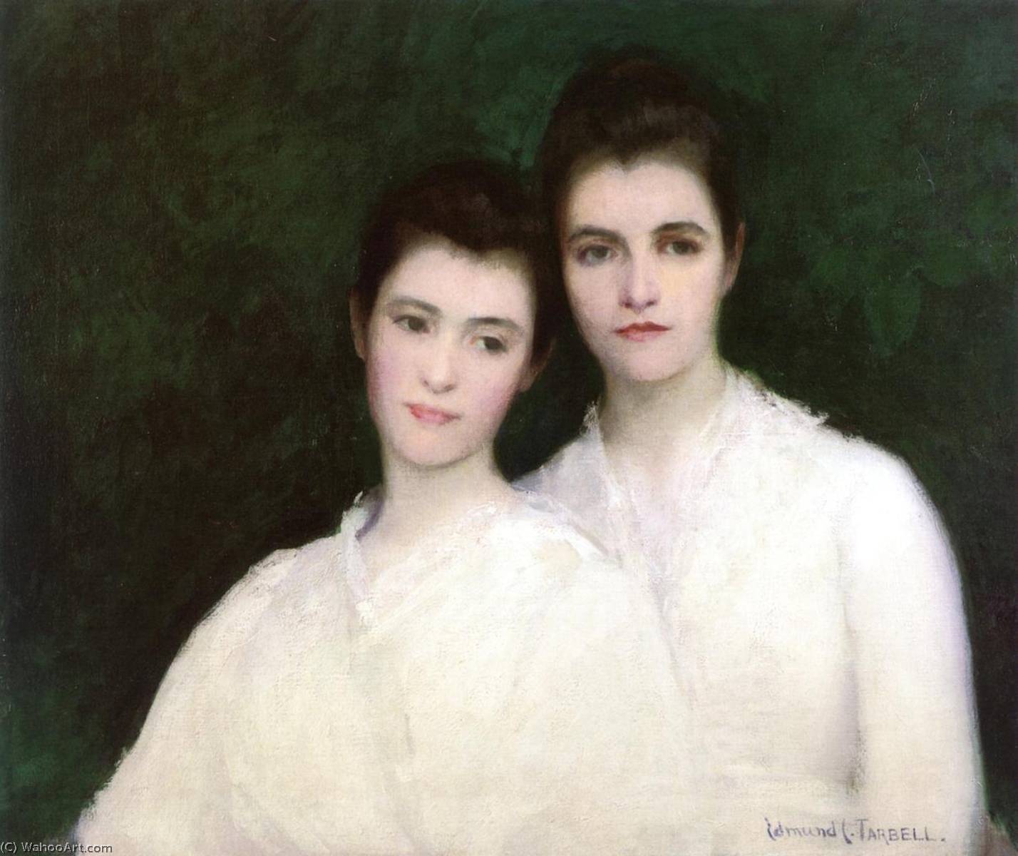 Wikioo.org - The Encyclopedia of Fine Arts - Painting, Artwork by Edmund Charles Tarbell - Emeline and Josephine Tarbell (The Artist's Wife and Daughter)
