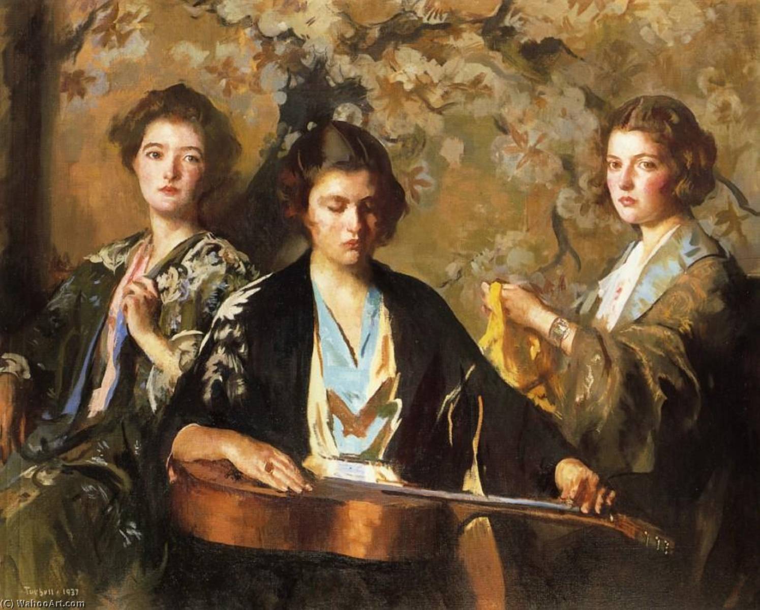 Wikioo.org - The Encyclopedia of Fine Arts - Painting, Artwork by Edmund Tarbell - My Three Granddaughters
