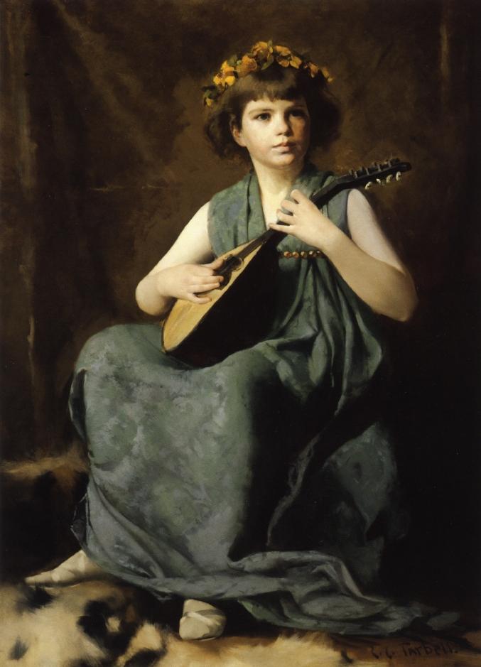 Wikioo.org - The Encyclopedia of Fine Arts - Painting, Artwork by Edmund Charles Tarbell - Marion Hiller Fenno at Nine as Mandolinata