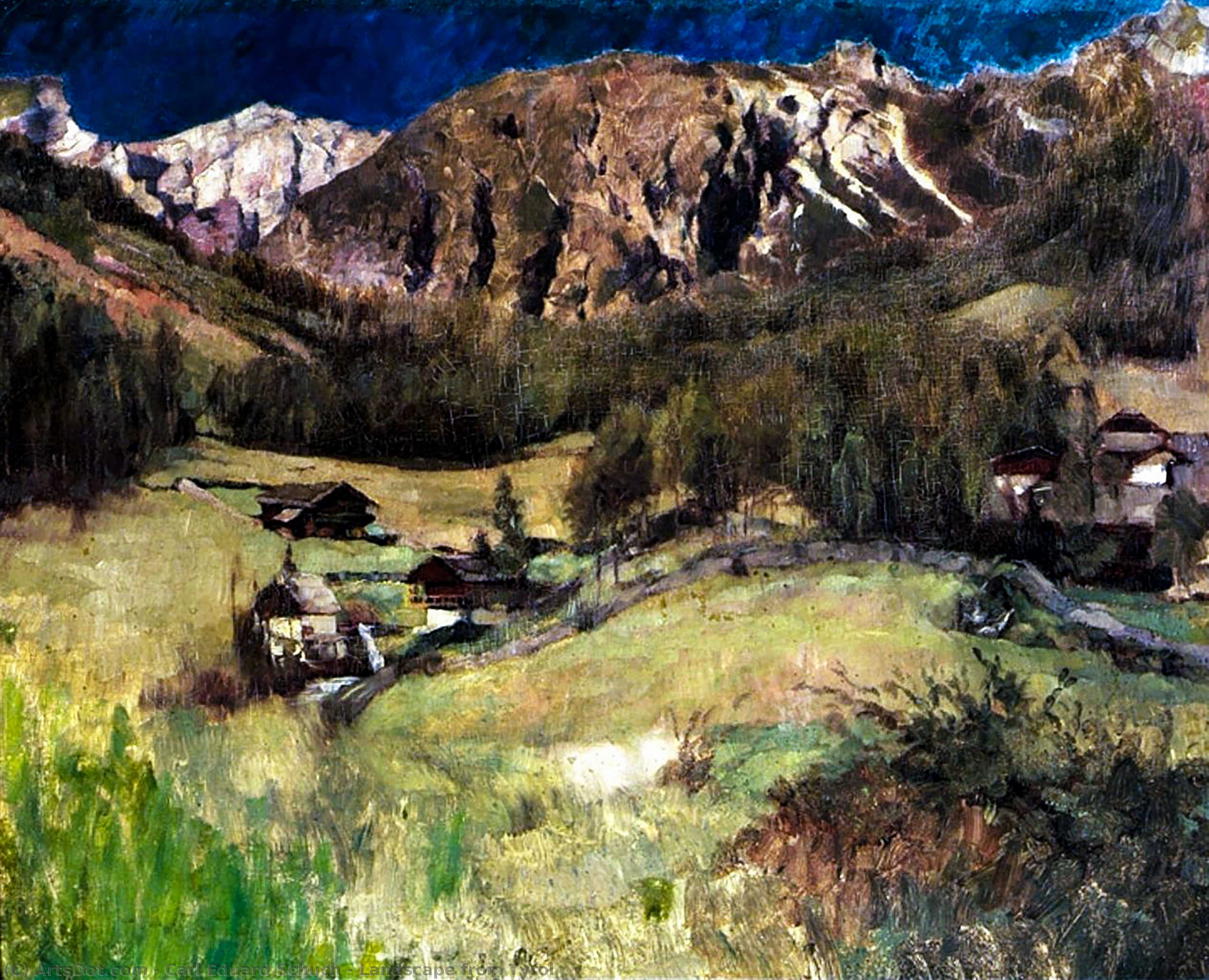 Wikioo.org - The Encyclopedia of Fine Arts - Painting, Artwork by Carl Eduard Schuch - Landscape from Tyrol
