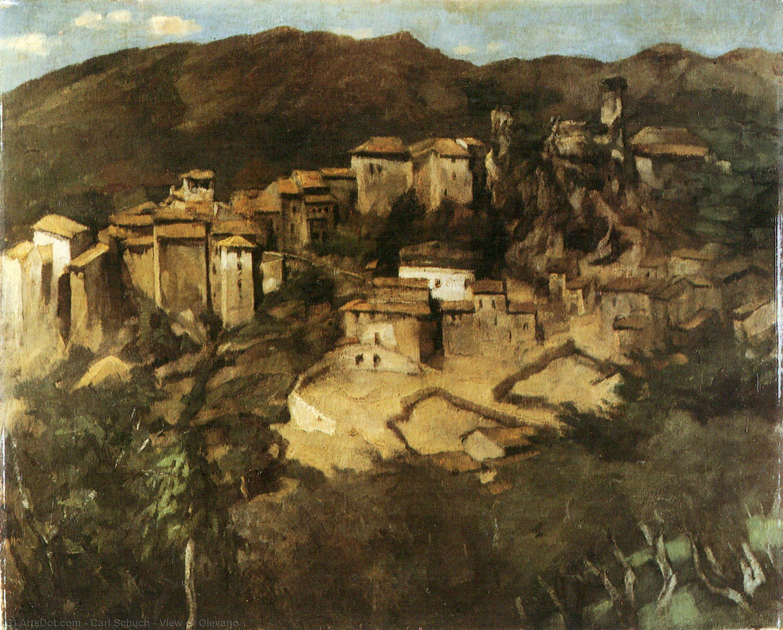 WikiOO.org - Encyclopedia of Fine Arts - Lukisan, Artwork Carl Schuch - View of Olevano