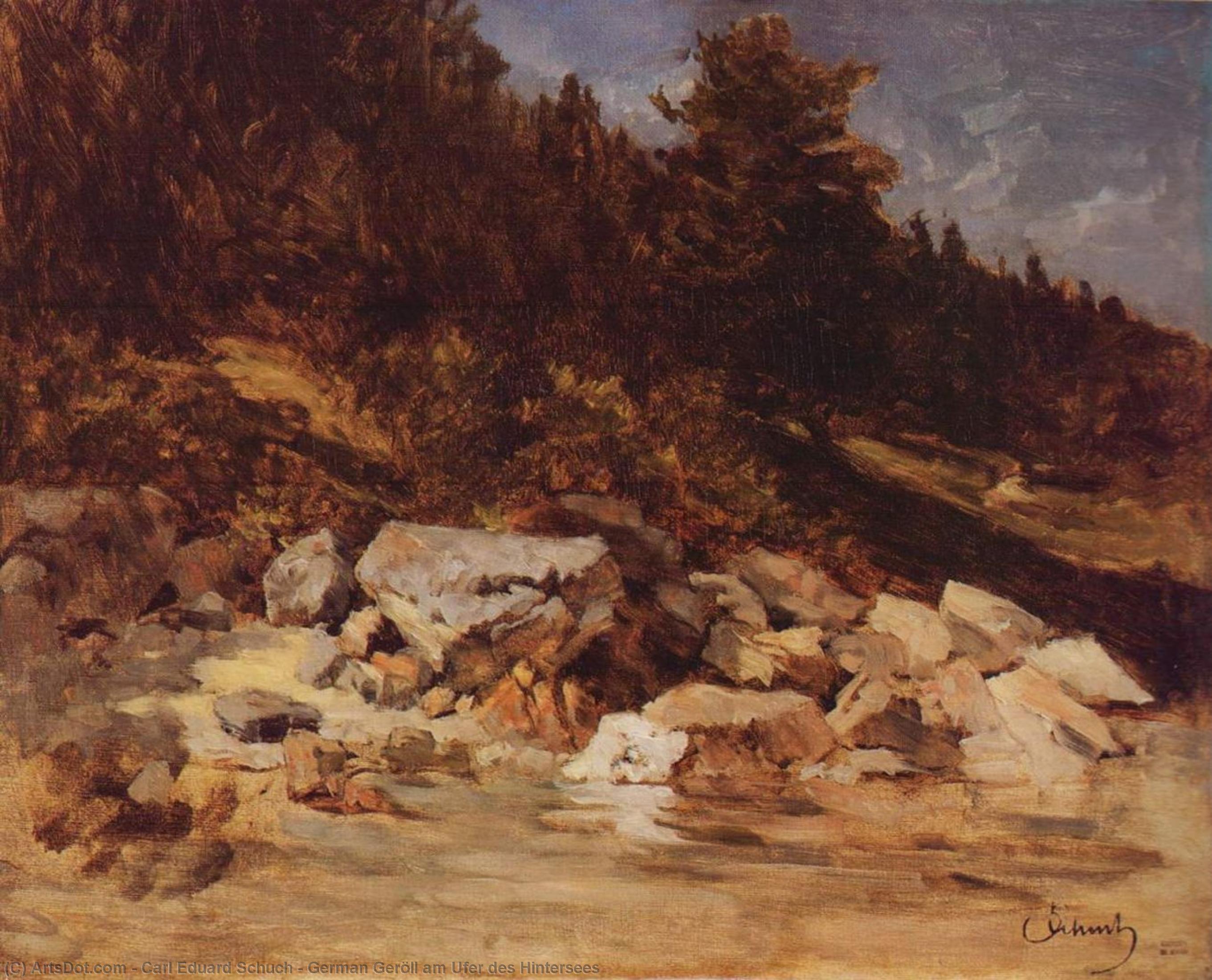 Wikioo.org - The Encyclopedia of Fine Arts - Painting, Artwork by Carl Eduard Schuch - German Geröll am Ufer des Hintersees