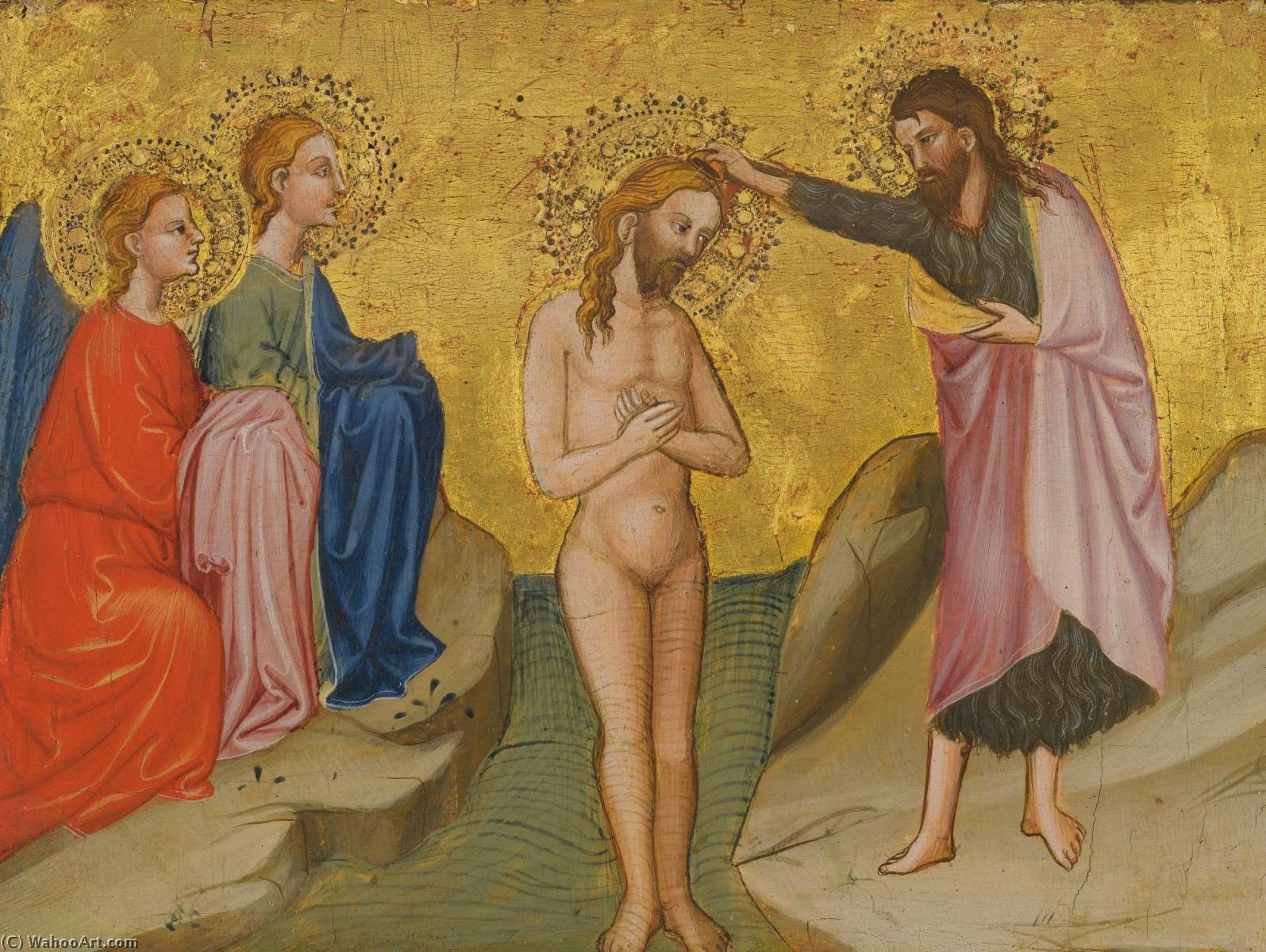 WikiOO.org - 백과 사전 - 회화, 삽화 Cecco Di Pietro - The Baptism of Christ