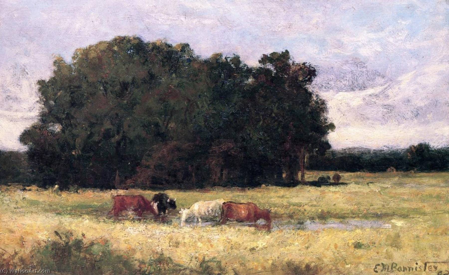 WikiOO.org - Enciclopédia das Belas Artes - Pintura, Arte por Edward Mitchell Bannister - Four Cows in a Meadow