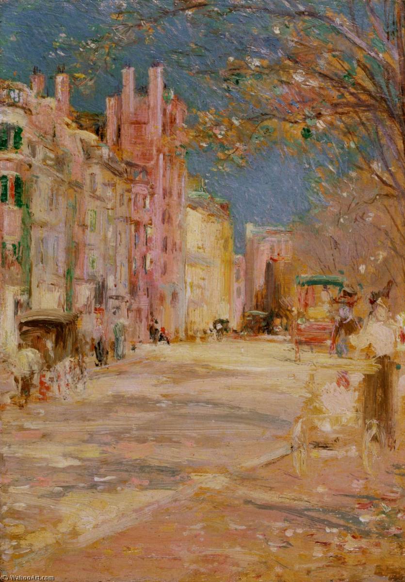 Wikioo.org - The Encyclopedia of Fine Arts - Painting, Artwork by Edward Mitchell Bannister - Boston Street Scene (Boston Common)