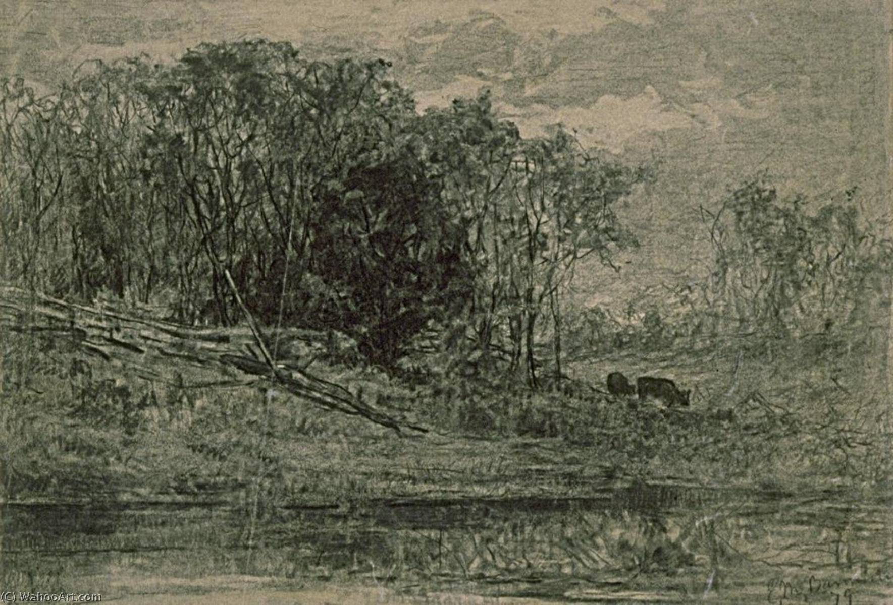 Wikioo.org – La Enciclopedia de las Bellas Artes - Pintura, Obras de arte de Edward Mitchell Bannister - Vacas en el  bosque