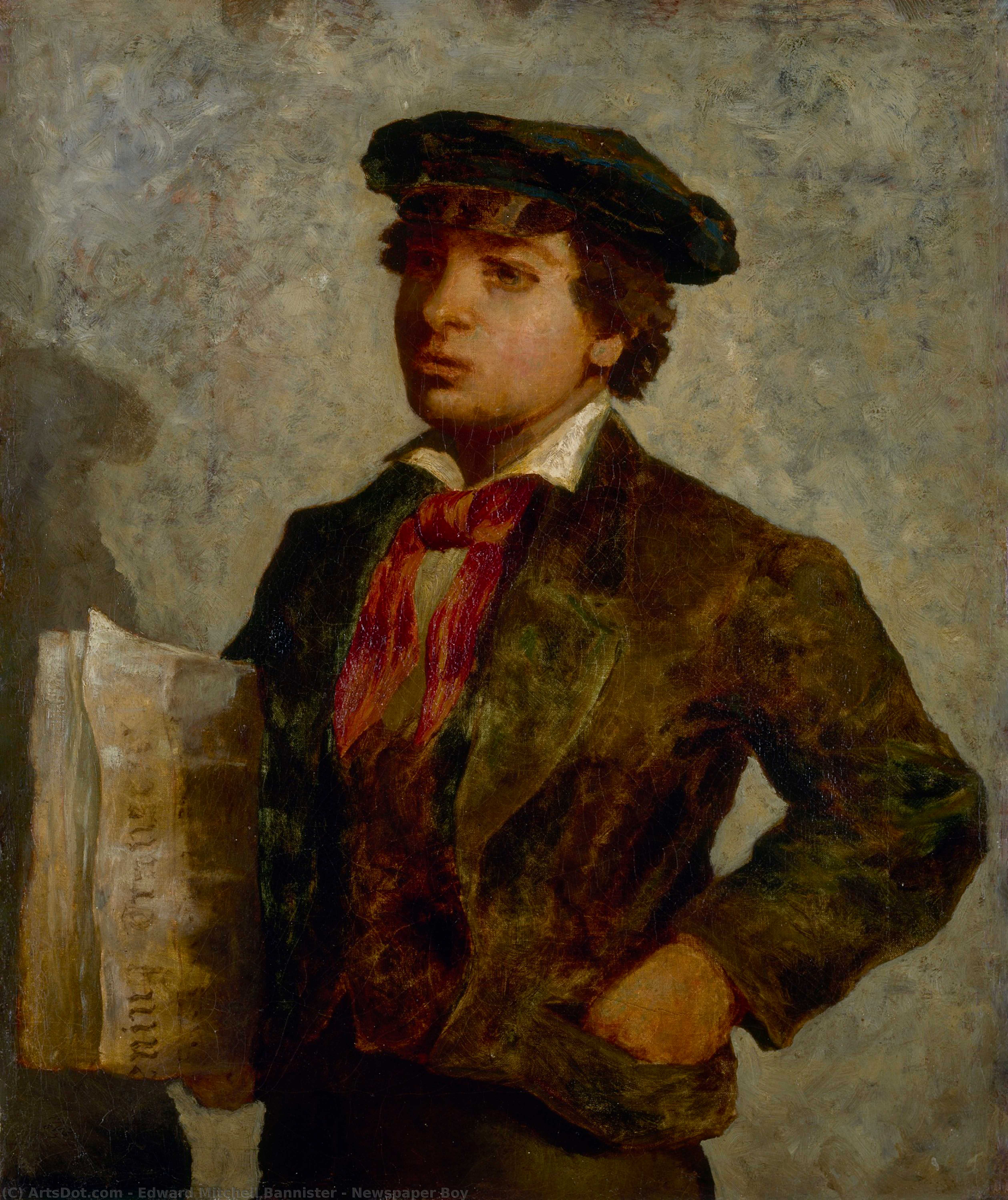 WikiOO.org - אנציקלופדיה לאמנויות יפות - ציור, יצירות אמנות Edward Mitchell Bannister - Newspaper Boy