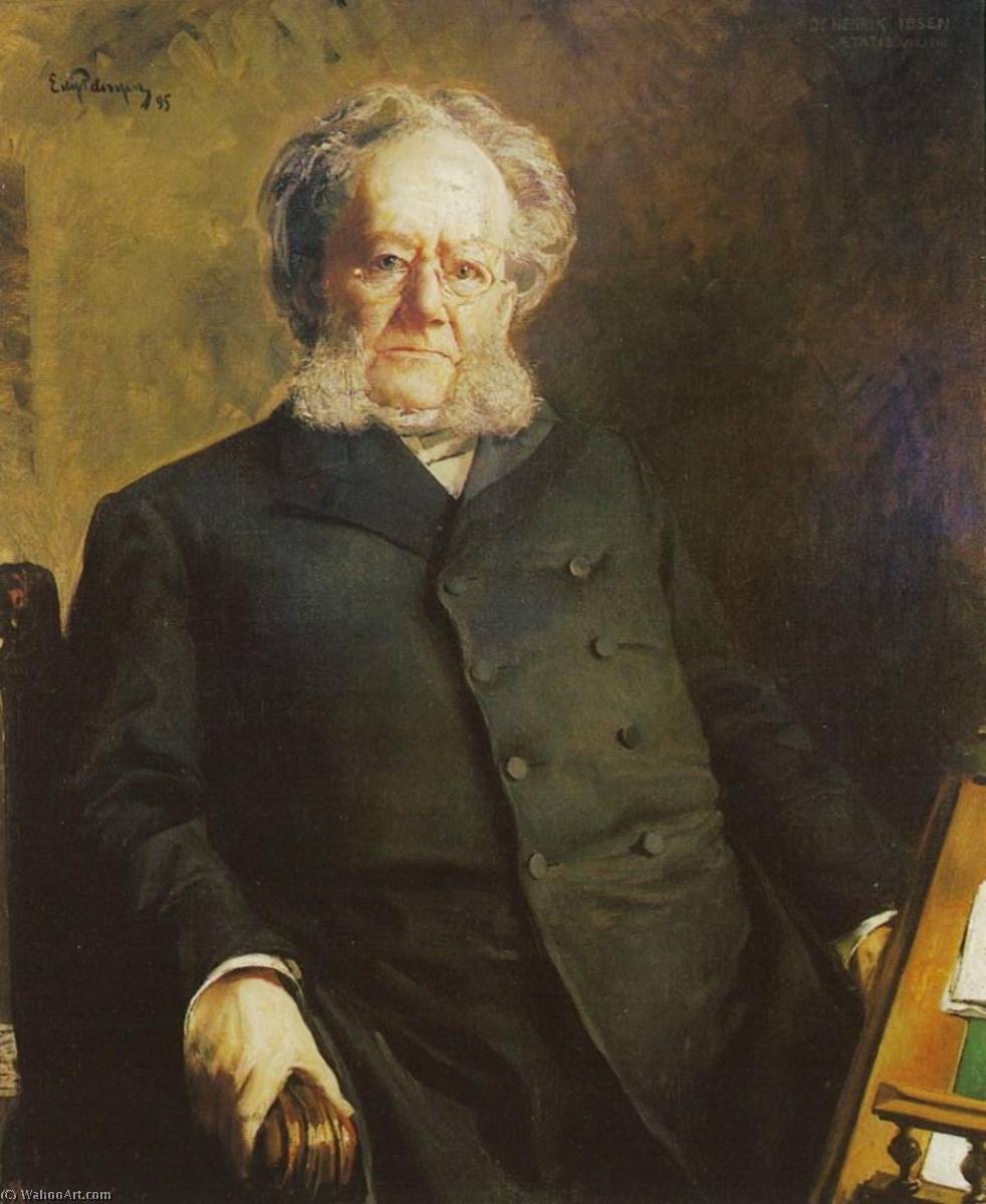 WikiOO.org - Enciclopedia of Fine Arts - Pictura, lucrări de artă Eilif Peterssen - Portrait of norwegian author Henrik Ibsen