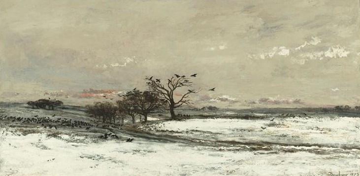 WikiOO.org - Encyclopedia of Fine Arts - Maleri, Artwork Charles François Daubigny - La neige (Snow)