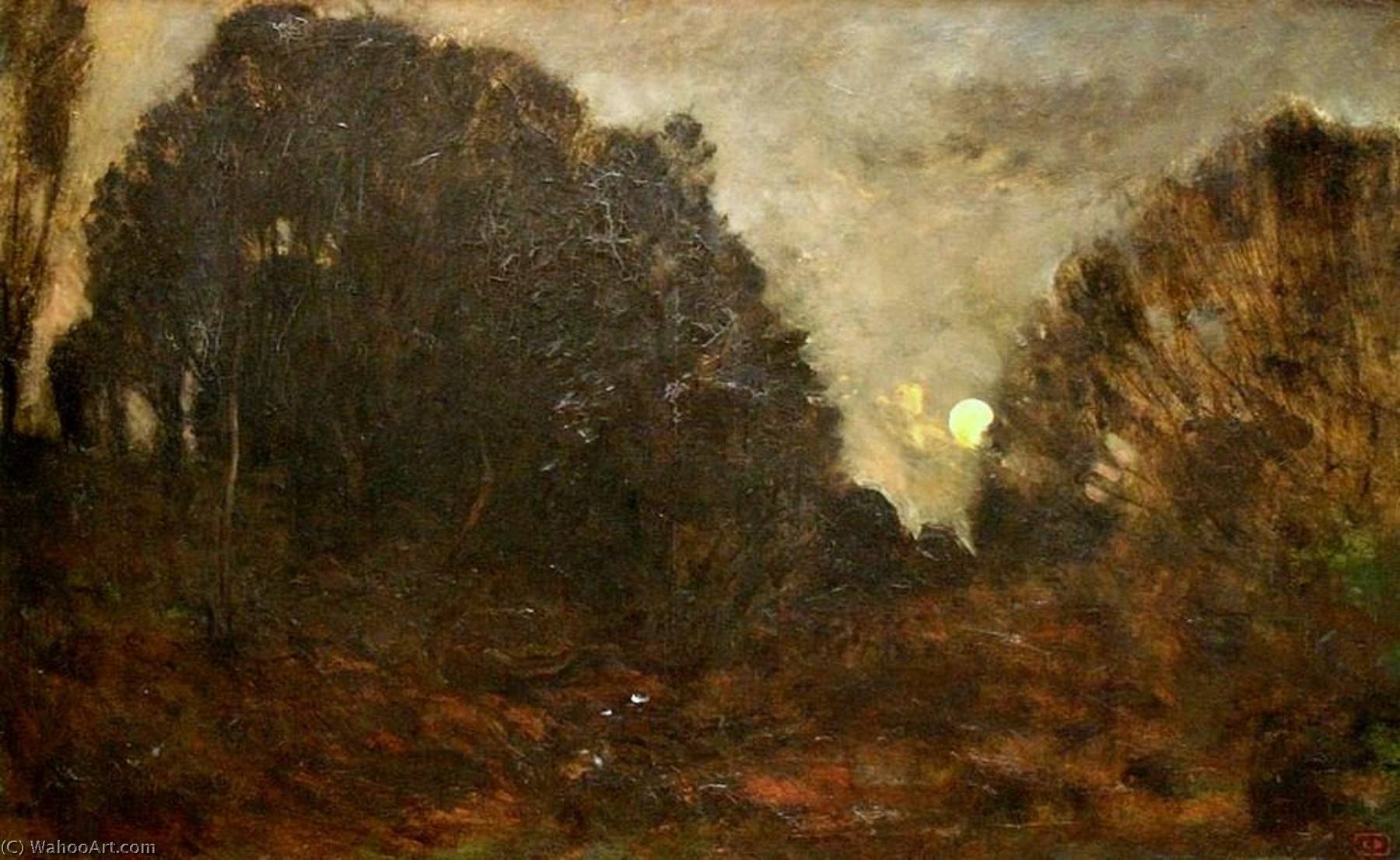 Wikioo.org - The Encyclopedia of Fine Arts - Painting, Artwork by Charles François Daubigny - Moon Rising in the Forest of Fontainbleau