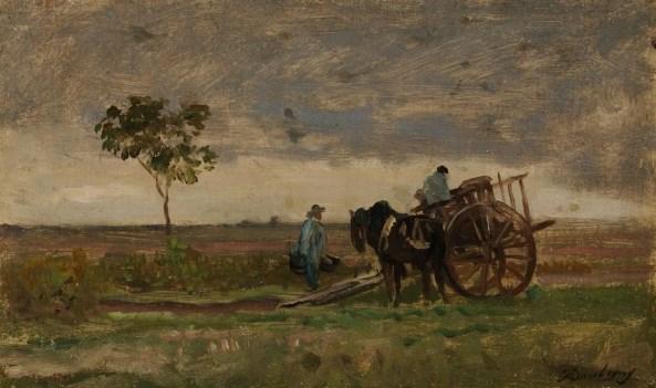 Wikioo.org - The Encyclopedia of Fine Arts - Painting, Artwork by Charles François Daubigny - Landscape with Cart and Horse