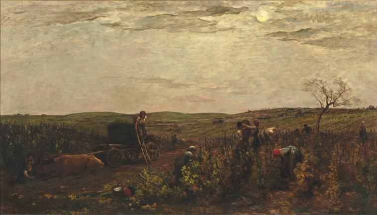 Wikioo.org - The Encyclopedia of Fine Arts - Painting, Artwork by Charles François Daubigny - Les vendanges en Bourgogne (Vineyards in Burgundy)
