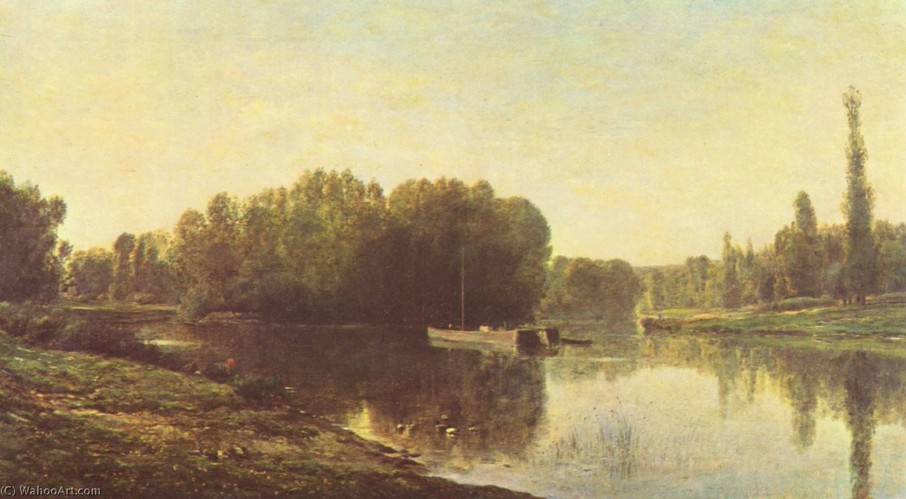 WikiOO.org - Encyclopedia of Fine Arts - Maleri, Artwork Charles François Daubigny - Français Les bords de l'Oise Deutsch Ufer der Oise