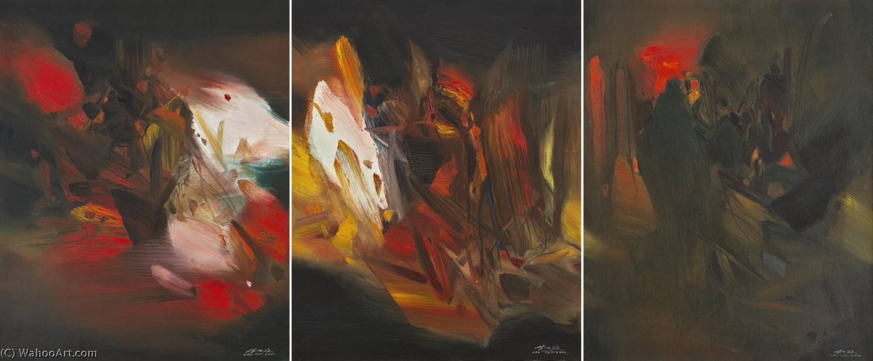 Wikioo.org - The Encyclopedia of Fine Arts - Painting, Artwork by Chu Teh Chun - Composition (triptych)
