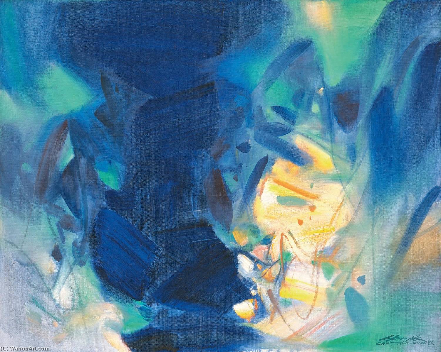 WikiOO.org - Encyclopedia of Fine Arts - Malba, Artwork Chu Teh Chun - ClartÉs Bleues (Blue Clarity)