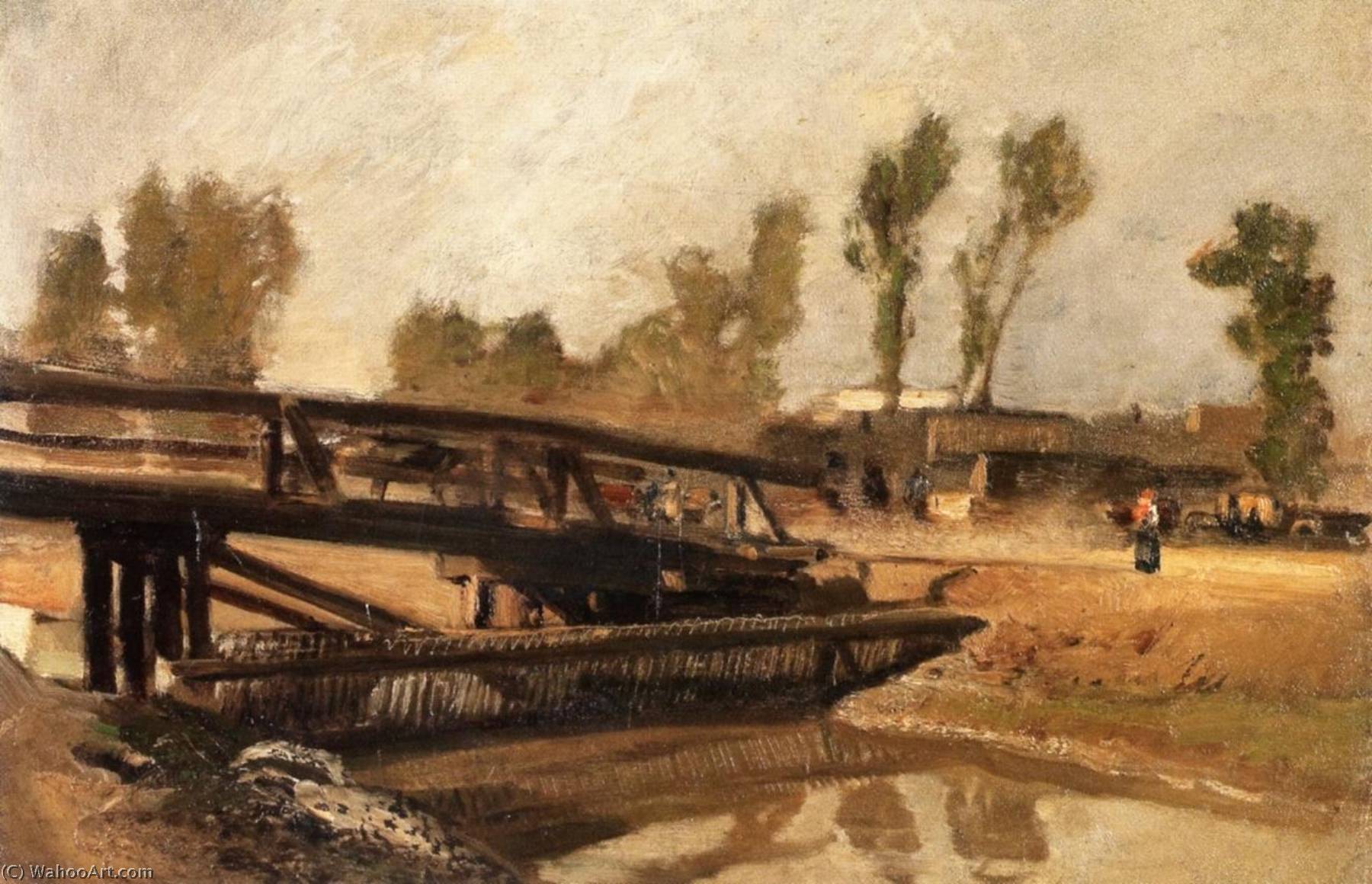 Wikioo.org - The Encyclopedia of Fine Arts - Painting, Artwork by Emil Jacob Schindler - Kaisermühlen on the Danube