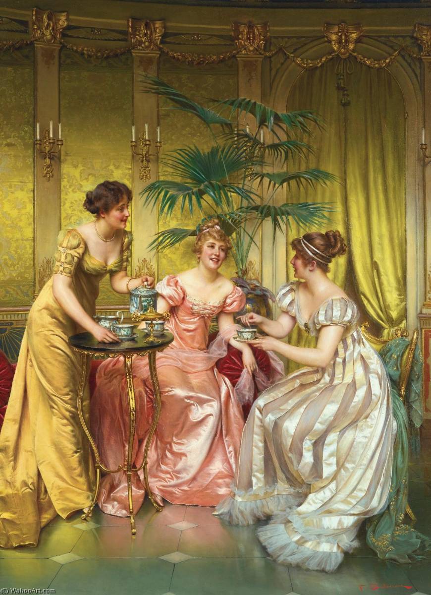 Wikioo.org - The Encyclopedia of Fine Arts - Painting, Artwork by Charles Joseph Frédéric Soulacroix - Afternoon Tea