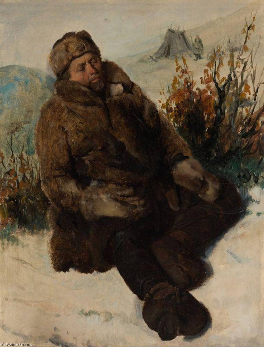 WikiOO.org - Encyclopedia of Fine Arts - Malba, Artwork Francois Auguste Biard - A Laplander in the Snow