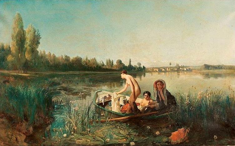Wikioo.org - Die Enzyklopädie bildender Kunst - Malerei, Kunstwerk von Francois Auguste Biard - le bain die Canotières