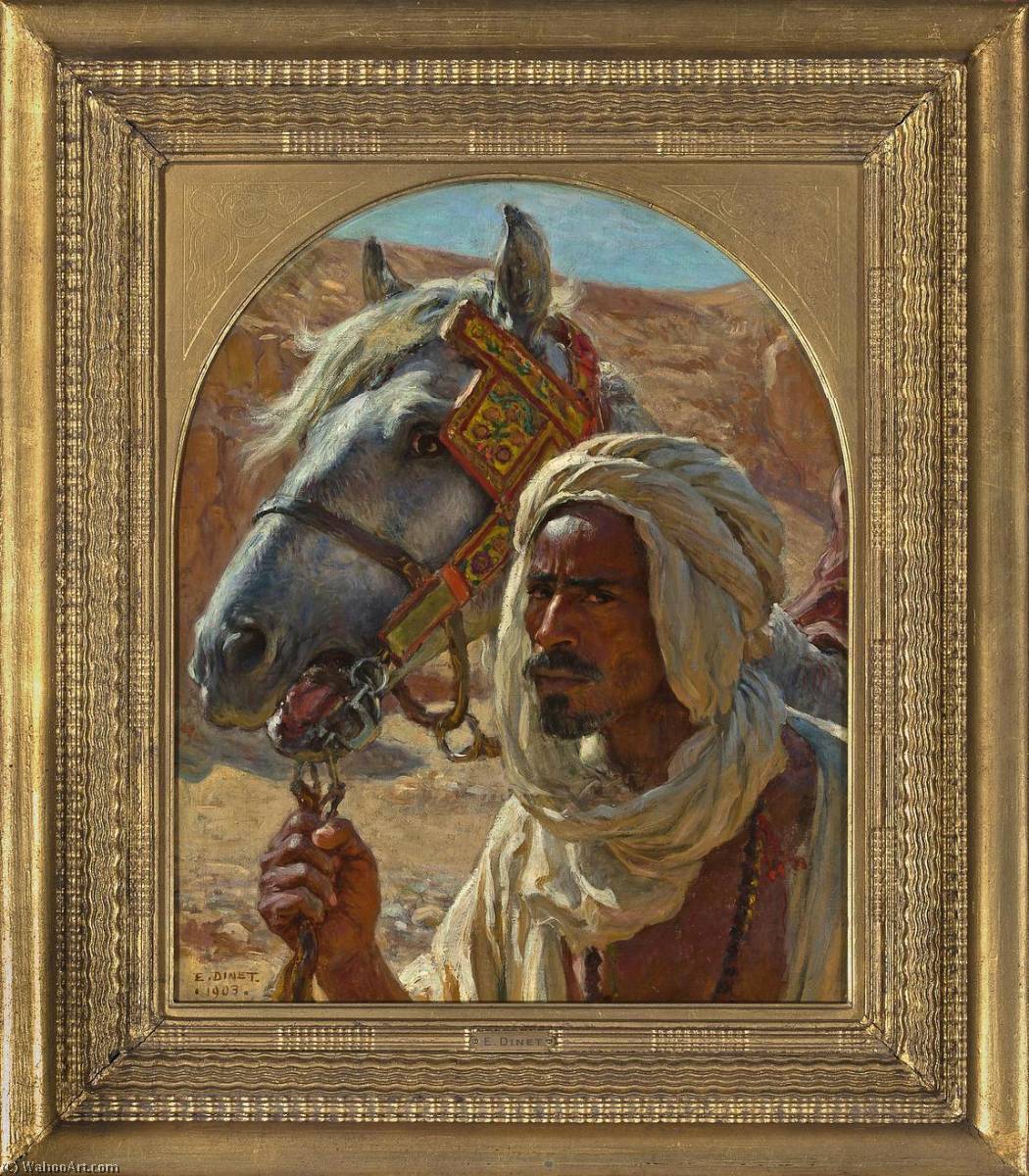 WikiOO.org - Encyclopedia of Fine Arts - Maleri, Artwork Alphonse Etienne Dinet (Nasreddine Dinet) - L'arabe et son cheval