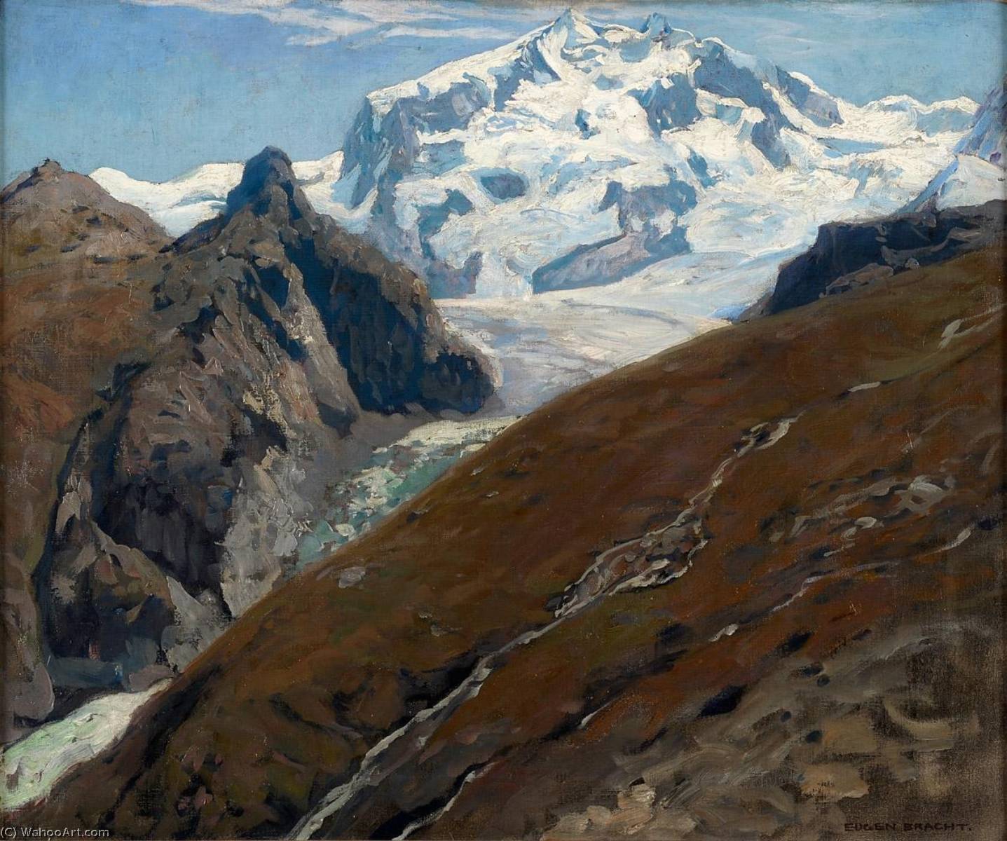 Wikioo.org - The Encyclopedia of Fine Arts - Painting, Artwork by Eugen Felix Prosper Bracht - Monte Rosa from the Schwarzsee