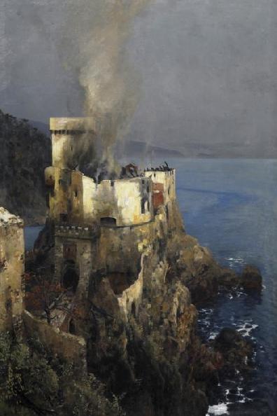 Wikioo.org - สารานุกรมวิจิตรศิลป์ - จิตรกรรม Eugen Felix Prosper Bracht - Finale on the Italian Riviera (Finale an der italienischen Riviera)