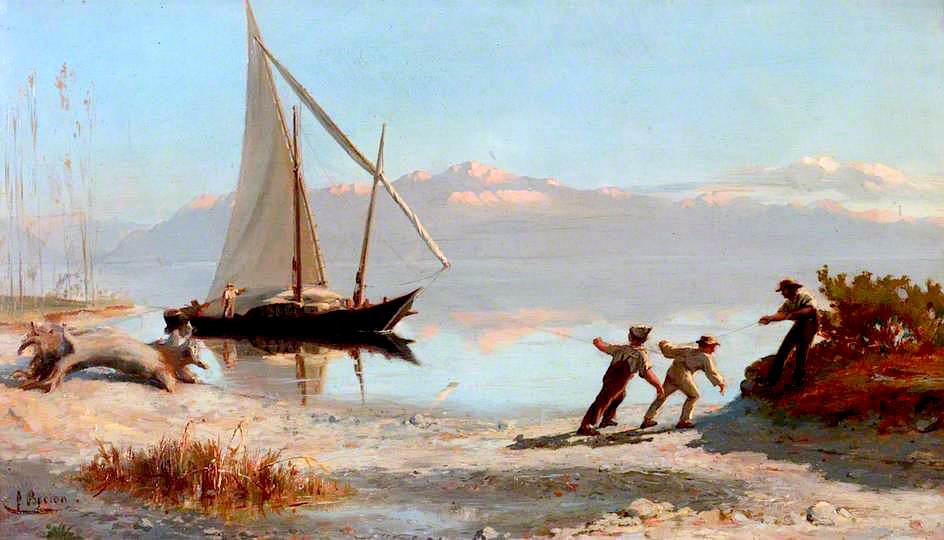 Wikioo.org - The Encyclopedia of Fine Arts - Painting, Artwork by Francois Bocion - Hauling the Boat