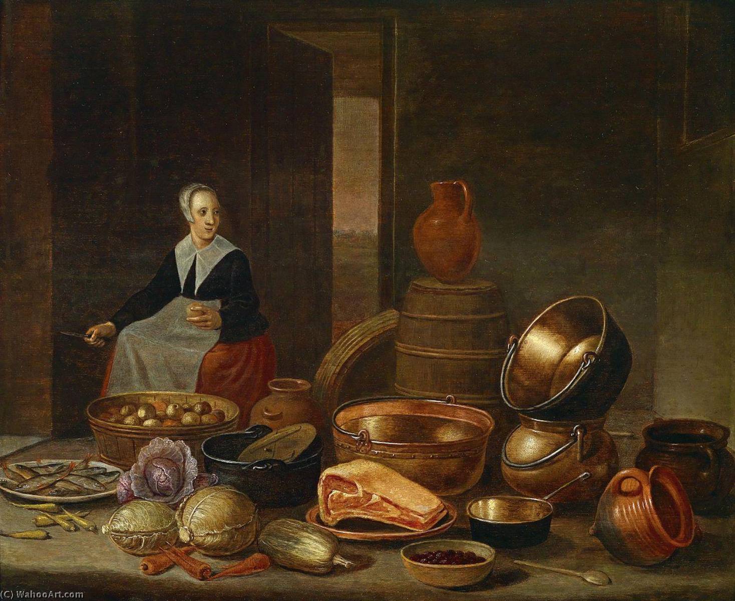 WikiOO.org - Encyclopedia of Fine Arts - Maalaus, taideteos Floris Van Schooten - Kitchen Interior