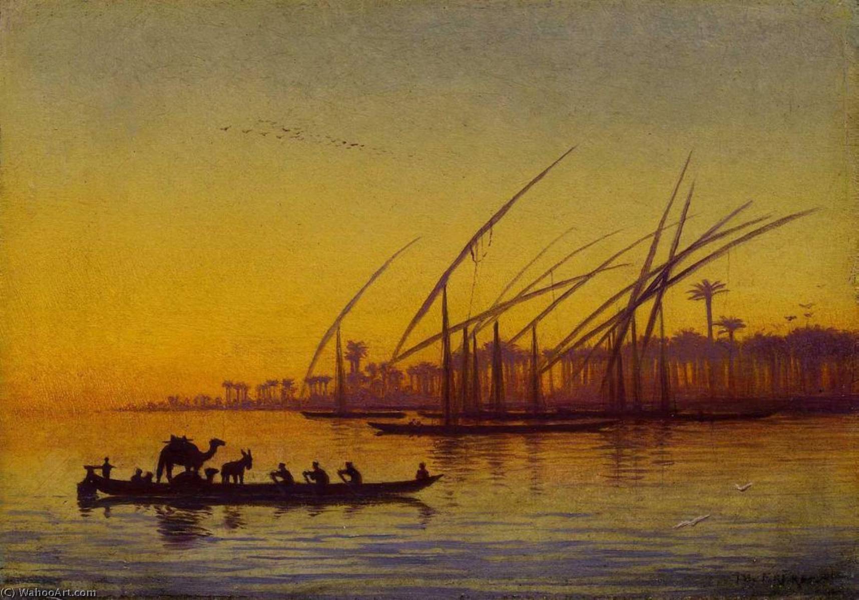 Wikioo.org - The Encyclopedia of Fine Arts - Painting, Artwork by Charles Théodore Frère (Bey) - Evening on the Nile