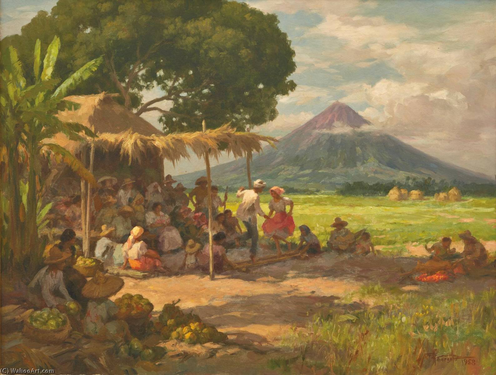 Wikioo.org - The Encyclopedia of Fine Arts - Painting, Artwork by Fernando Cueto Amorsolo - Village Landscape