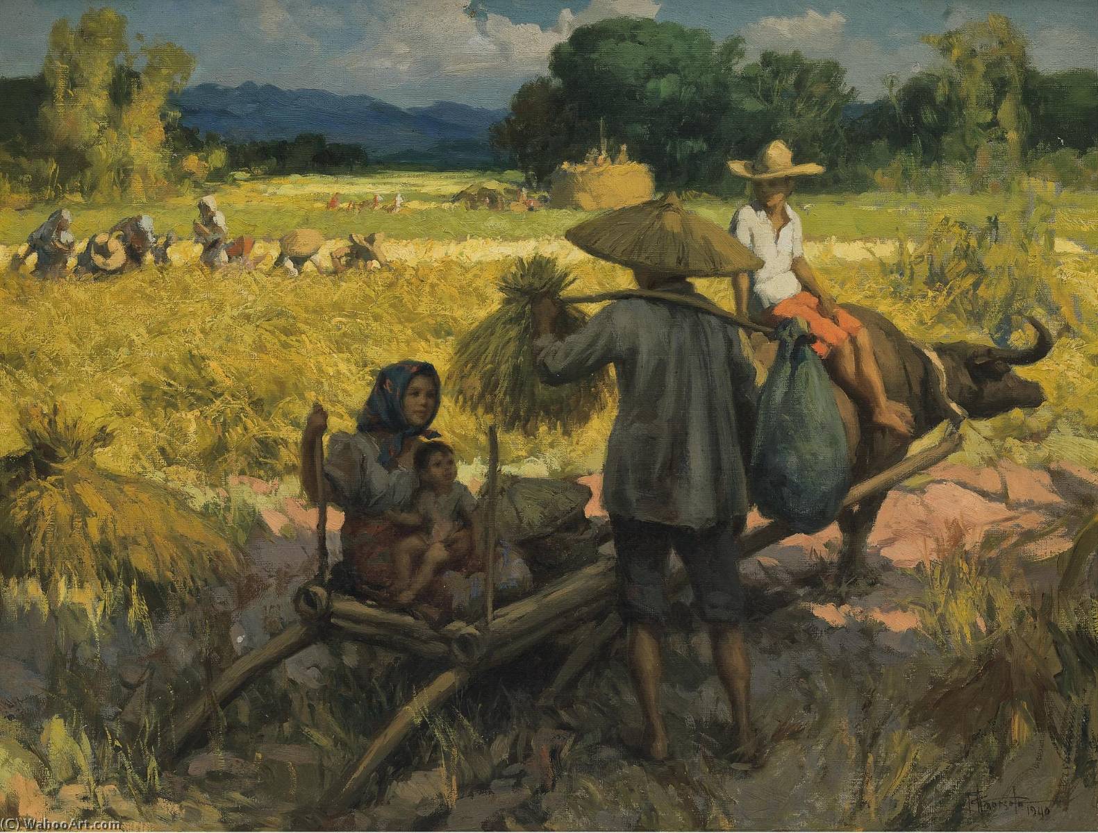 Wikioo.org - The Encyclopedia of Fine Arts - Painting, Artwork by Fernando Cueto Amorsolo - Harvesting