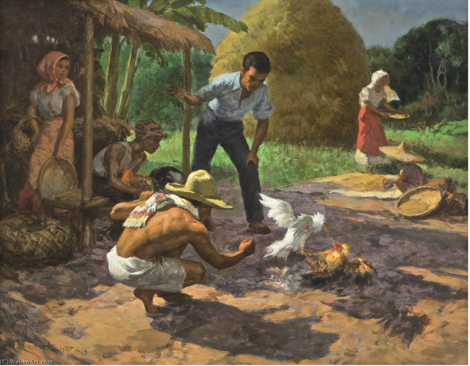 Wikioo.org - The Encyclopedia of Fine Arts - Painting, Artwork by Fernando Cueto Amorsolo - Sabong (Cockfighting)