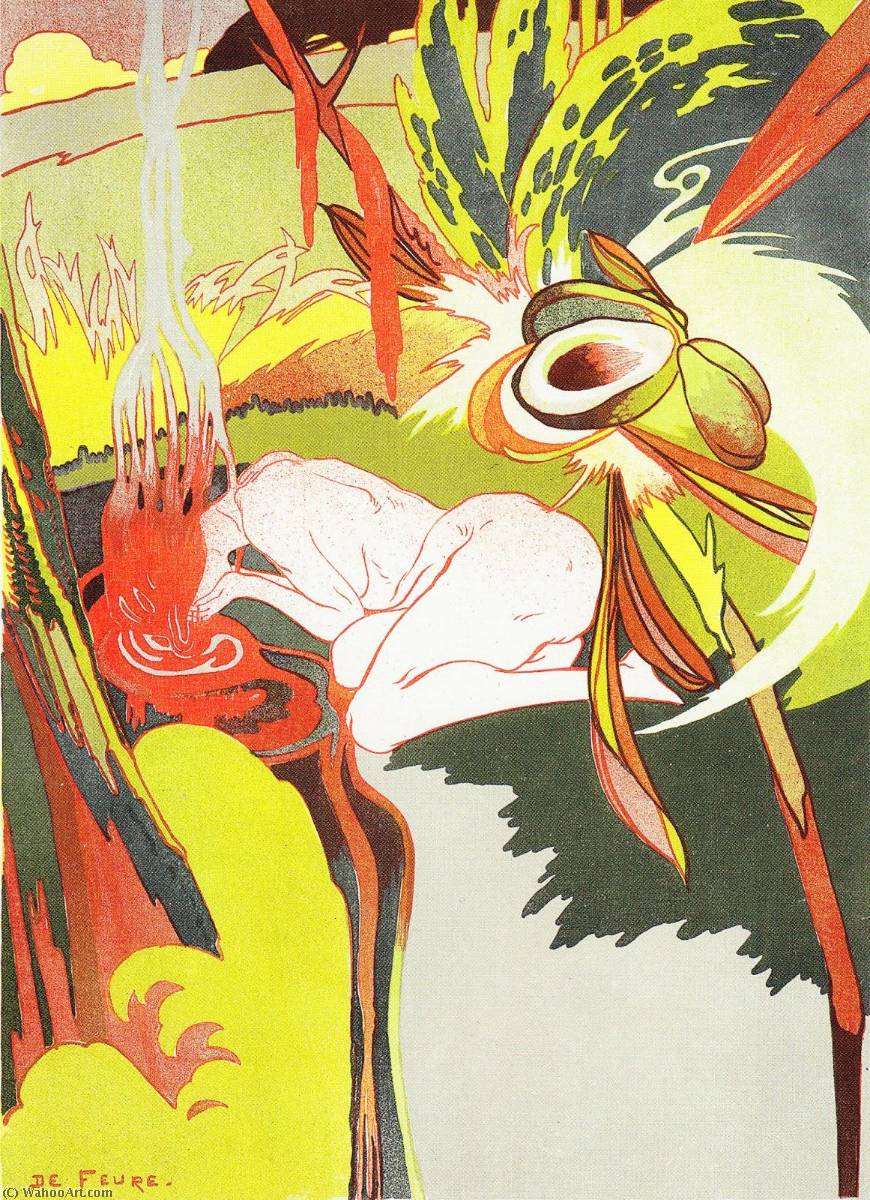 Wikioo.org – La Enciclopedia de las Bellas Artes - Pintura, Obras de arte de Georges De Feure - la fuente du mal ( también conocida como el primavera del mal )
