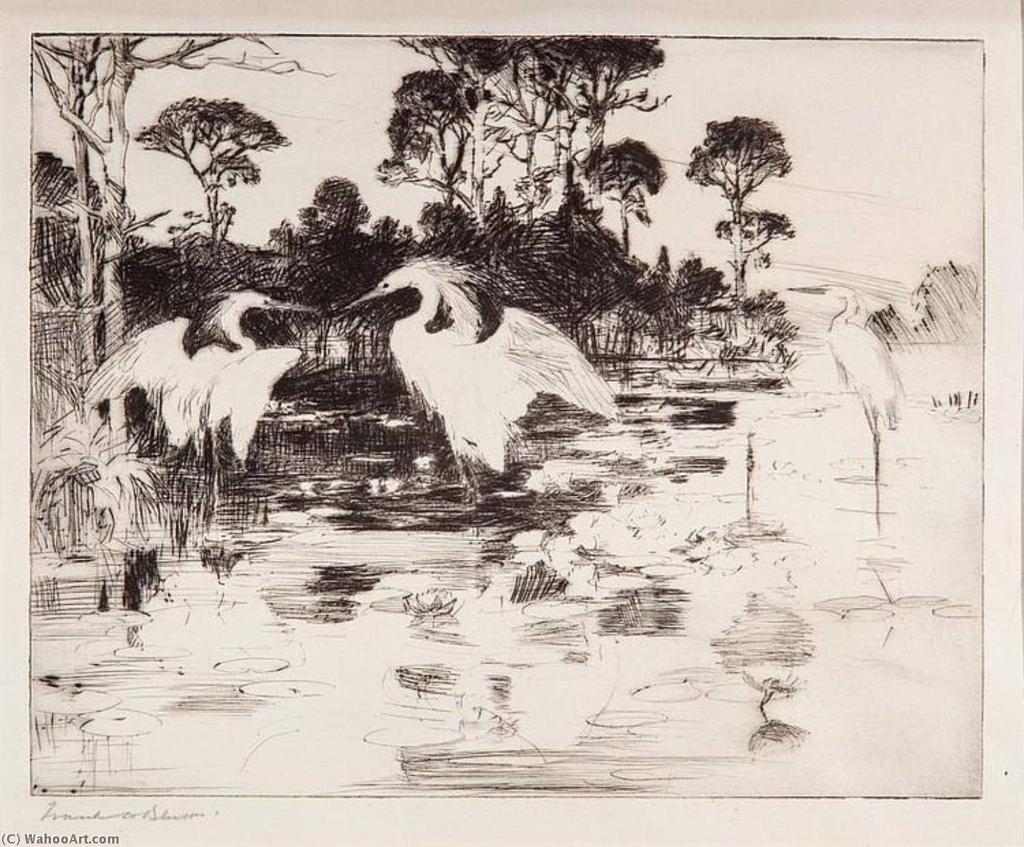 WikiOO.org - Enciklopedija likovnih umjetnosti - Slikarstvo, umjetnička djela Frank Weston Benson - Water lilies