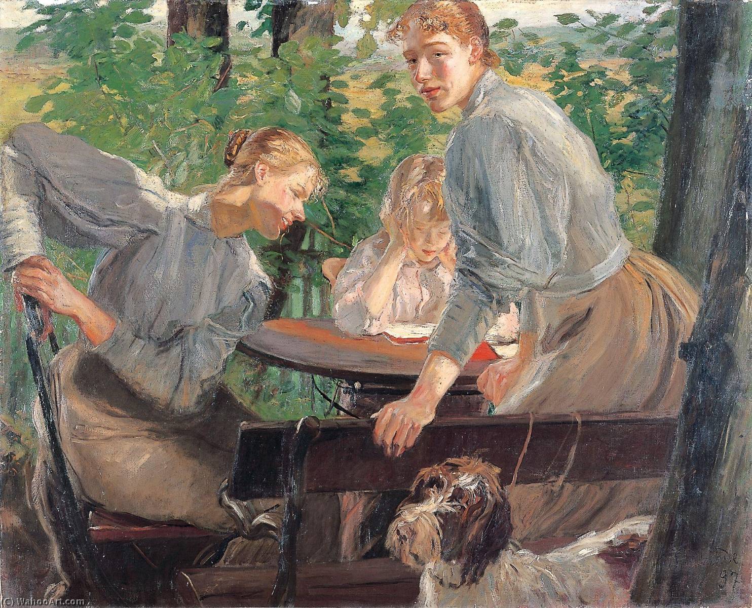 Wikioo.org - The Encyclopedia of Fine Arts - Painting, Artwork by Fritz Von Uhde - The Daughters of the artist in the garden