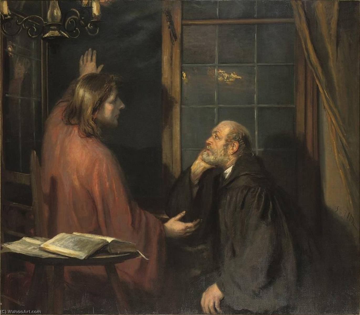 Wikioo.org - The Encyclopedia of Fine Arts - Painting, Artwork by Fritz Von Uhde - Christ and Nicodemus