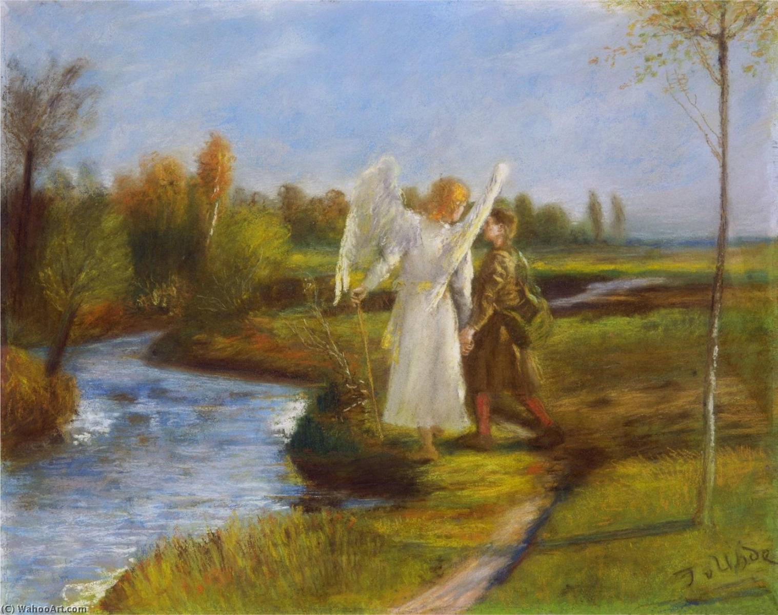 Wikioo.org – L'Enciclopedia delle Belle Arti - Pittura, Opere di Fritz Von Uhde - Tobias e il angelo