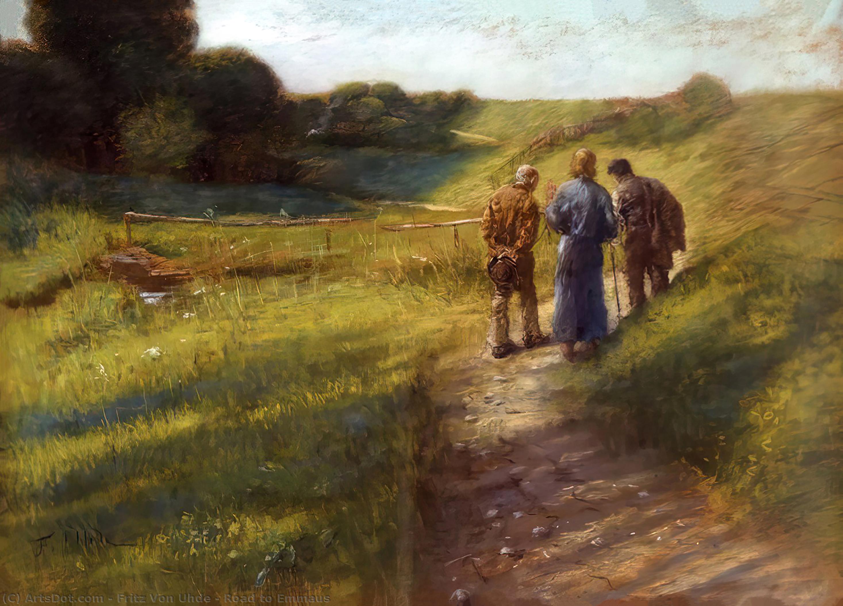 Wikioo.org - The Encyclopedia of Fine Arts - Painting, Artwork by Fritz Von Uhde - Road to Emmaus