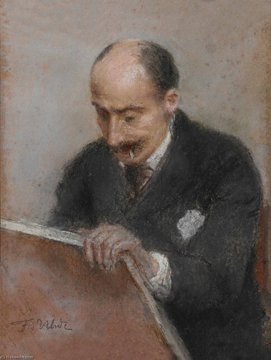 WikiOO.org - אנציקלופדיה לאמנויות יפות - ציור, יצירות אמנות Fritz Von Uhde - Portrait of Max Liebermann