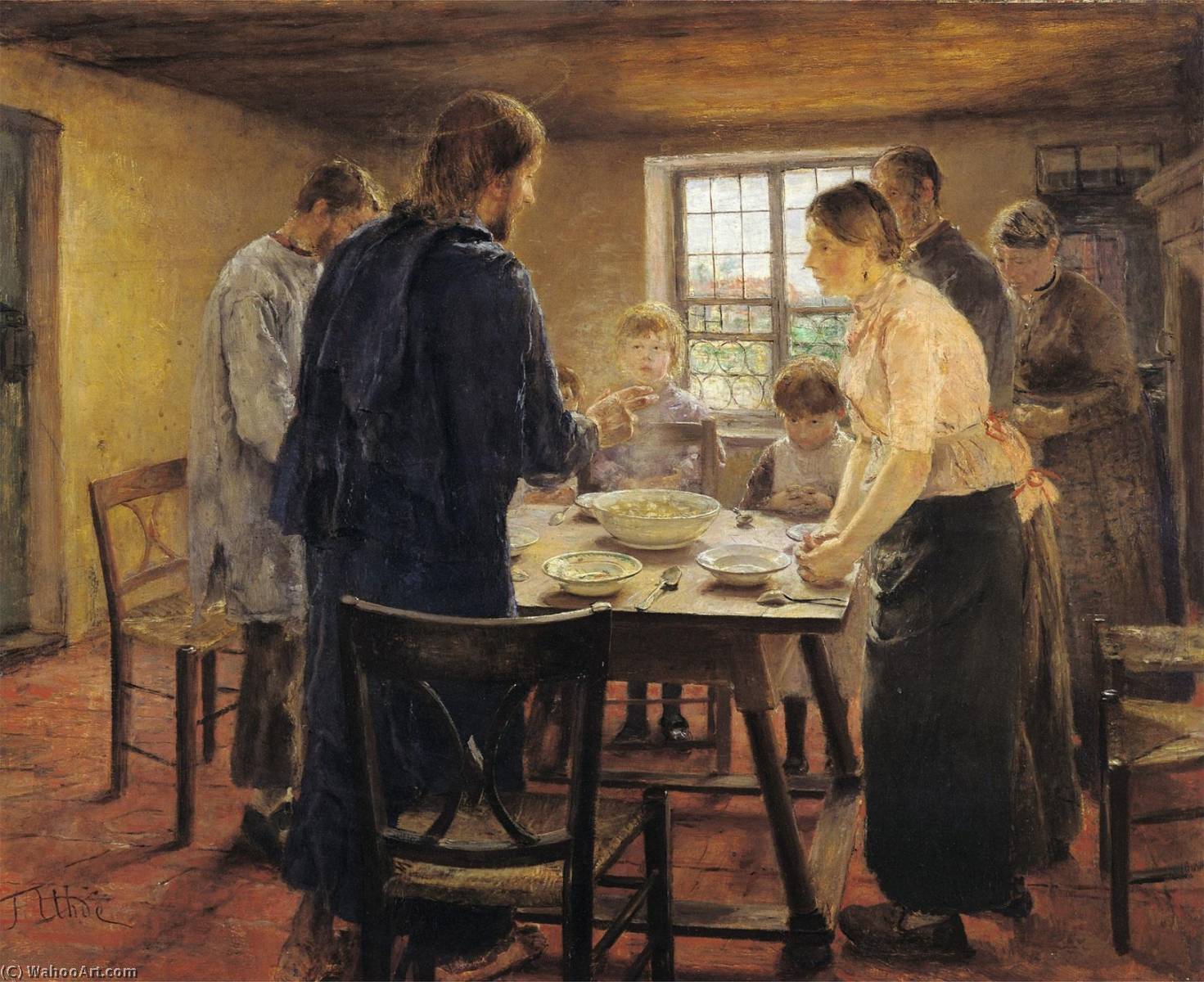 Wikioo.org - The Encyclopedia of Fine Arts - Painting, Artwork by Fritz Von Uhde - Christ with the Peasants